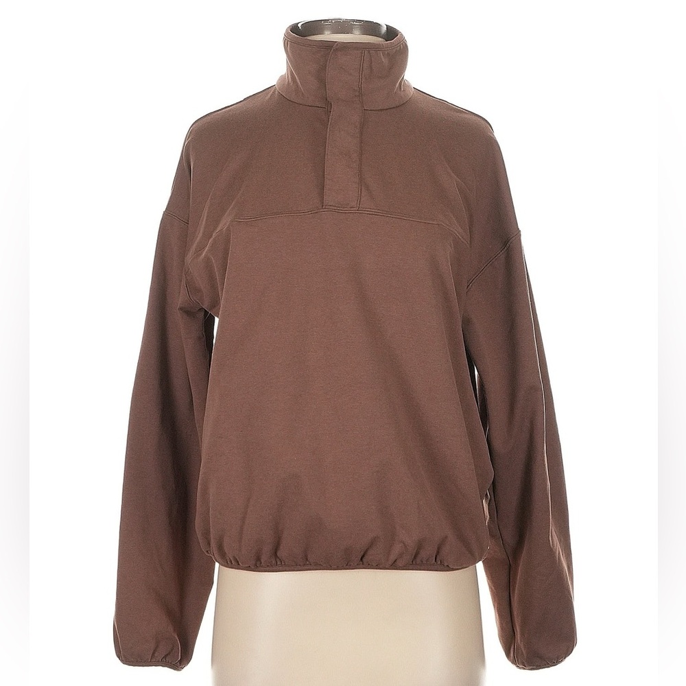 Vuori Granite Snap Mock Dreamknit Warm Pullover Chocolate Milk Heather Small